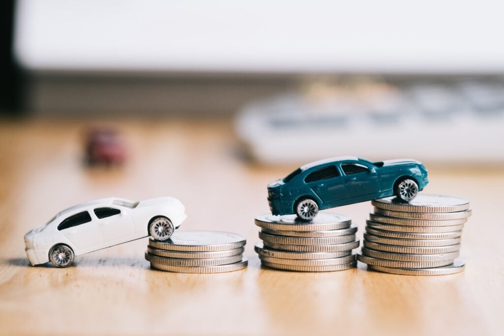 Cars Stacked Coins Saving Money Financing Payment